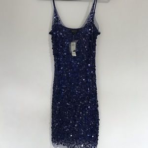 Blue sequin sleeveless tunic